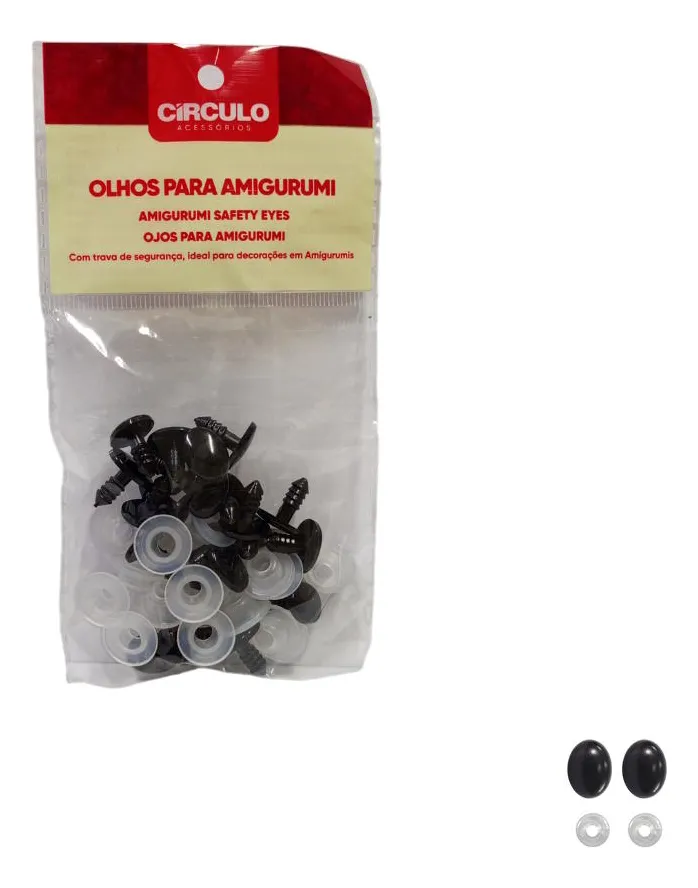 Olho Oval Com Trava Preto Para Amigurumi Circulo -10 Pares